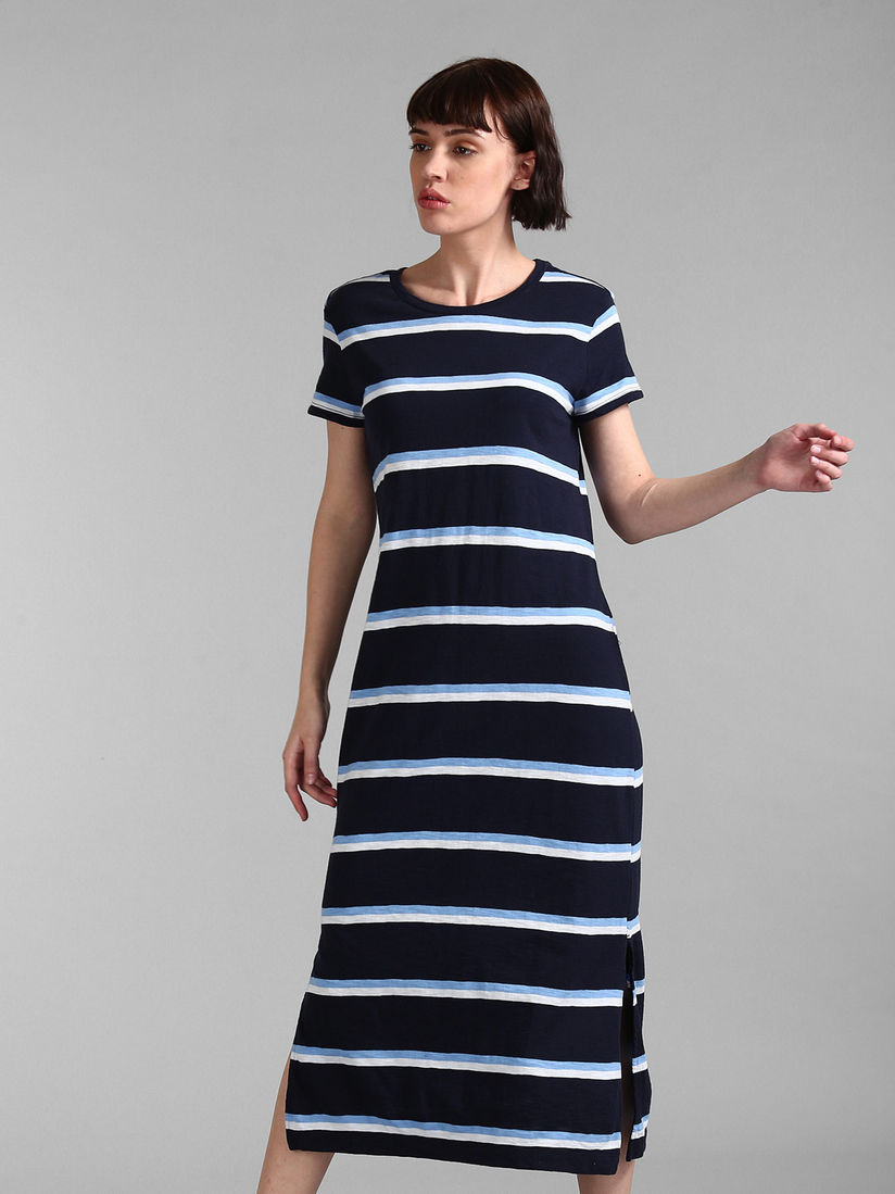 blue striped t shirt dress