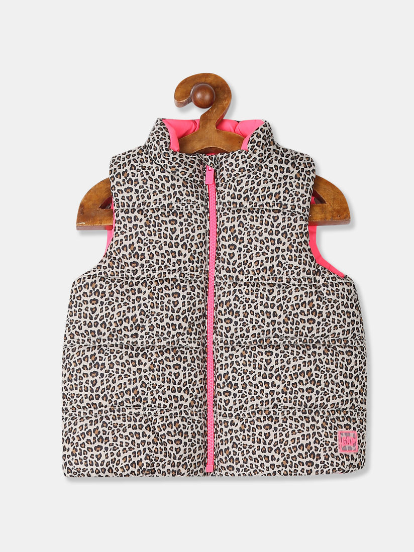 GAP Multi Color Leopard Print Puffer Vest Winter Coat GAP Multi Color Leopard Print Puffer Vest Winter Coat
