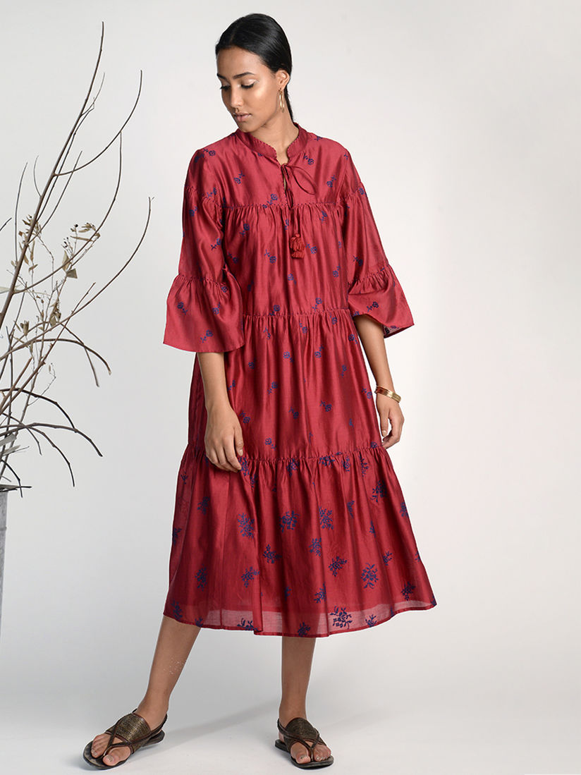 burgundy tiered dress