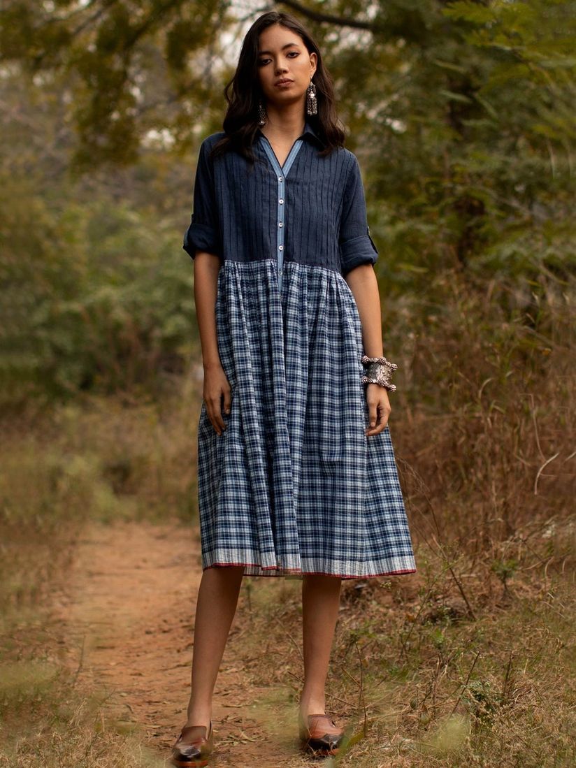 navy blue collared dress