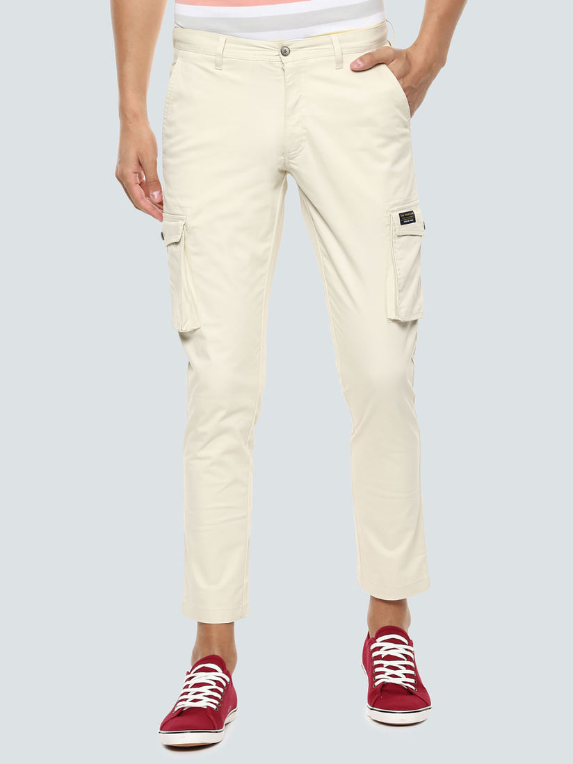 Buy Louis Philippe Jeans Cream Trousers 