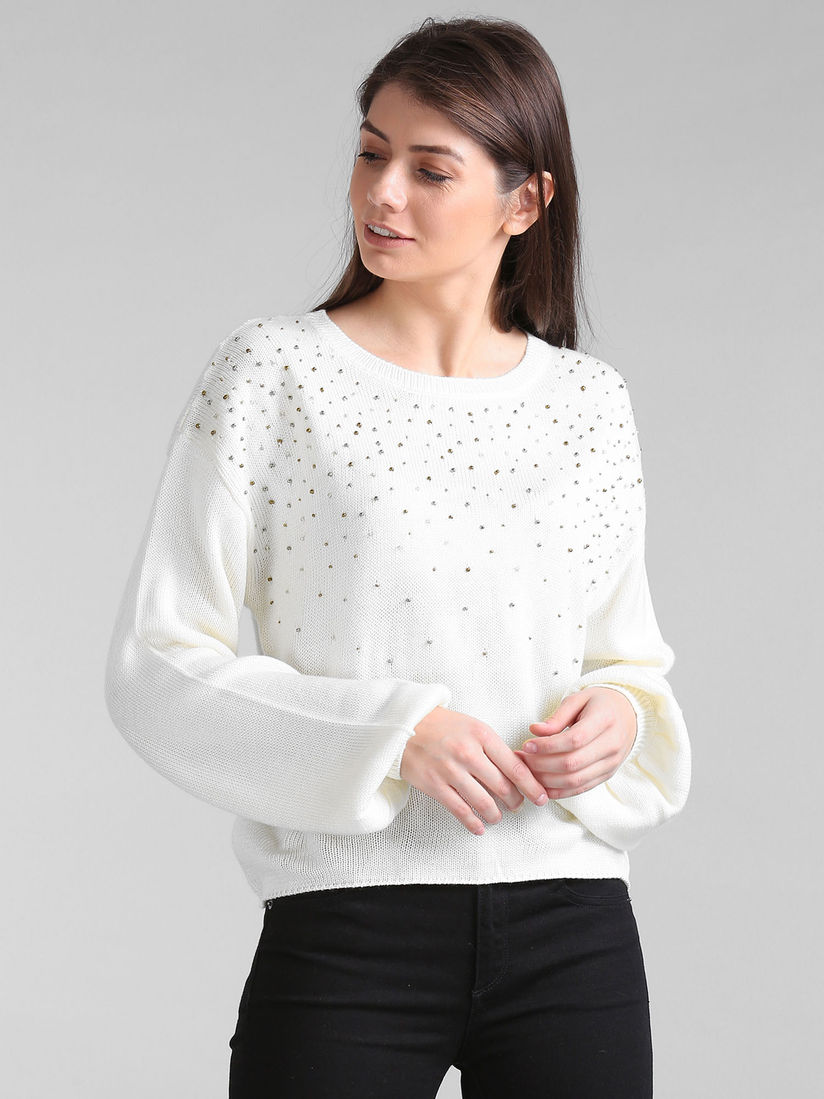 white embellished cardigan