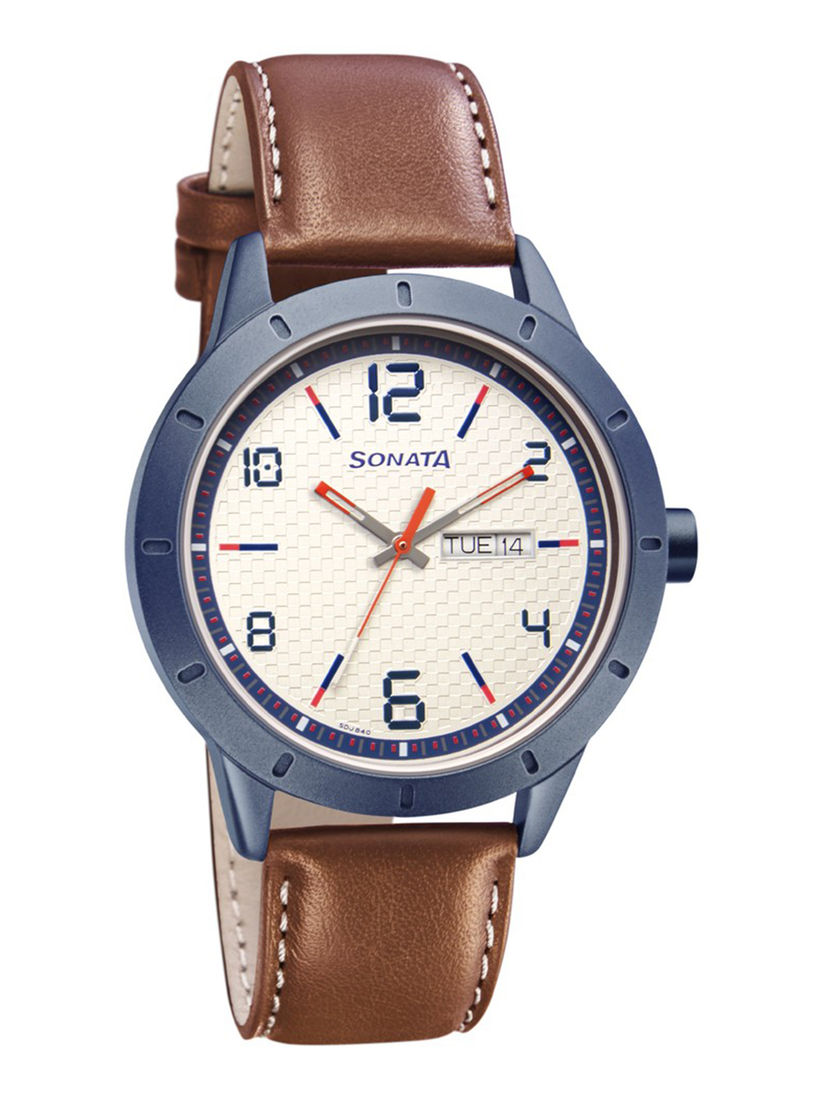 sonata watch leather