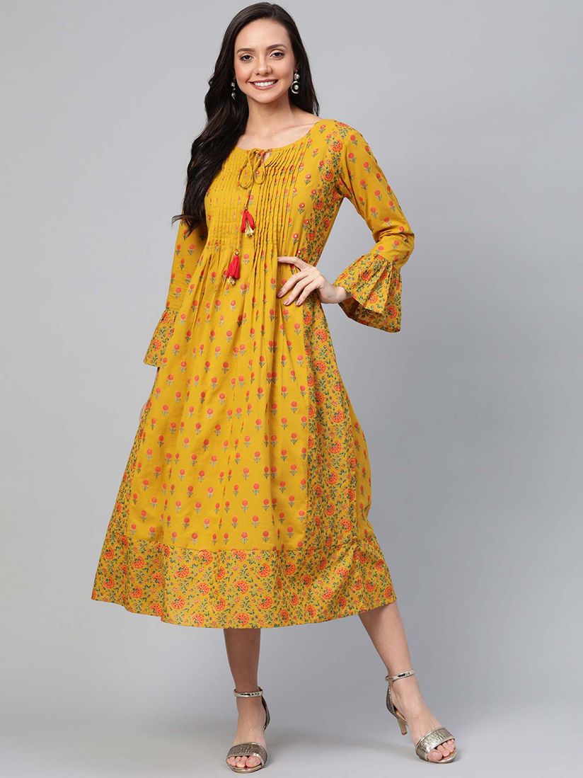 mustard yellow ethnic dress