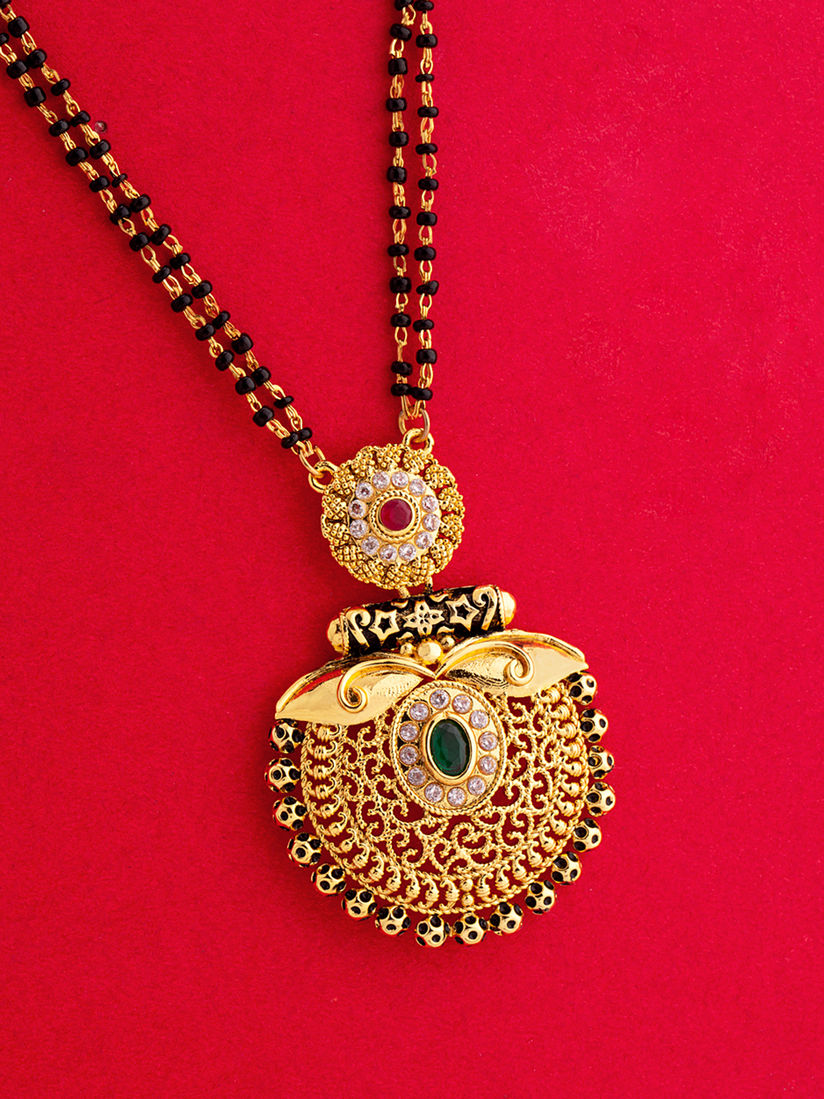Voylla Mangalsutra Buy Voylla Lightly Embellished Beaded Mangalsutra Online Nykaa Fashion They come in traditional black bead designs or sleek, single row models also. voylla lightly embellished beaded mangalsutra