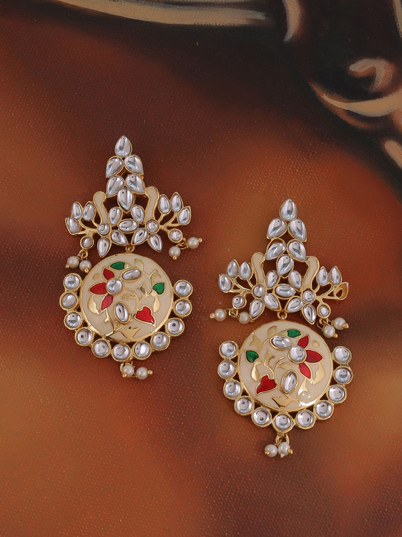 Voylla Earrings Buy Voylla Gold Sangemarmar Faux Kundan Gems Embellished Drop Earrings Online Nykaa Fashion Drop earrings with paisley motifs. nykaa fashion