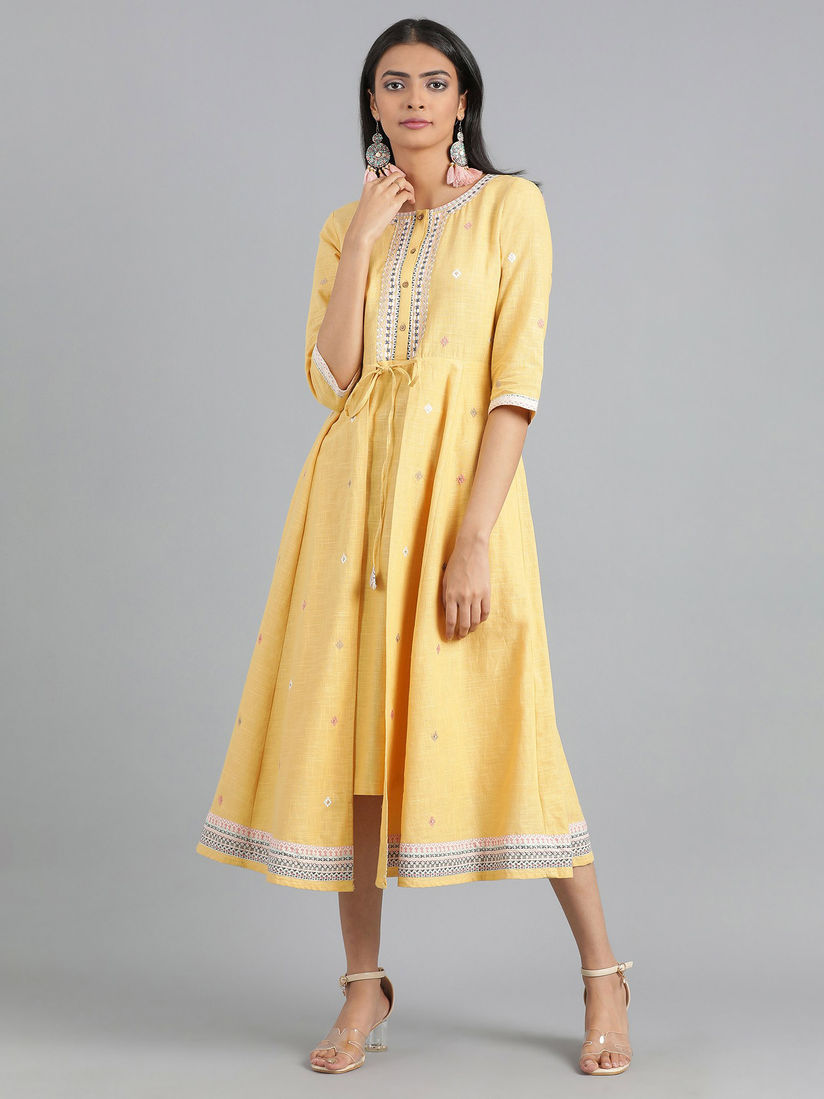 W Ethnic Dresses Buy W Yellow Round Neck Fusion Dress Online Nykaa Fashion Discover unique designers fashion at aws.aws.wotoba.com. w yellow round neck fusion dress