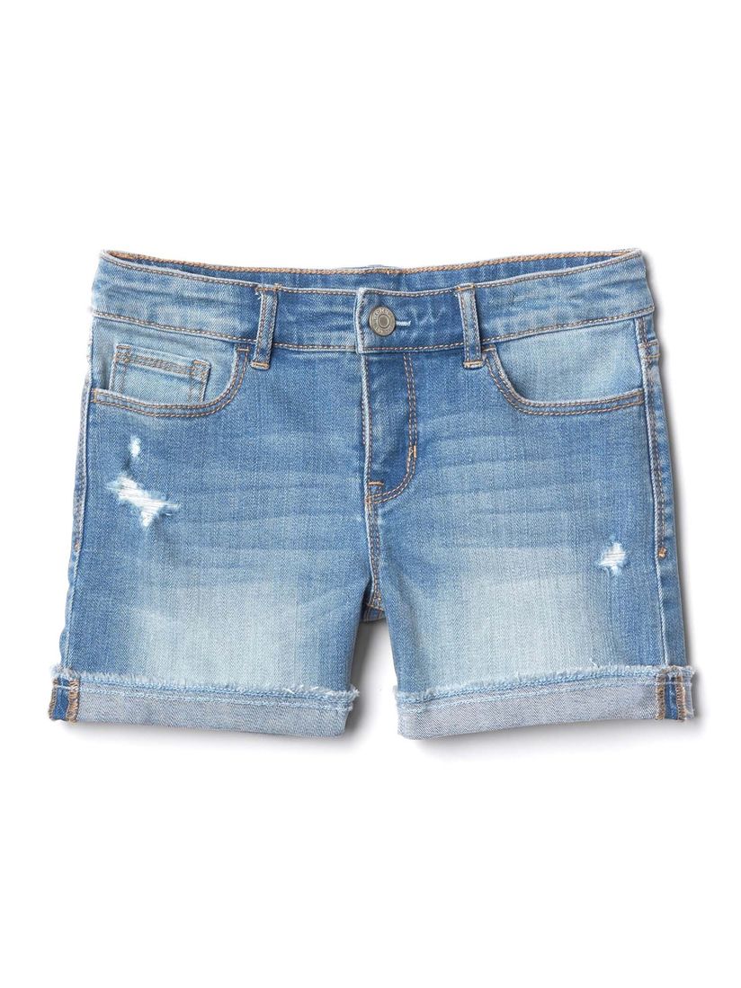 distressed midi shorts