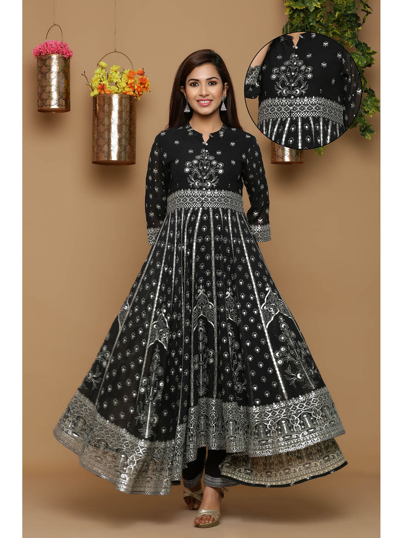 black georgette anarkali