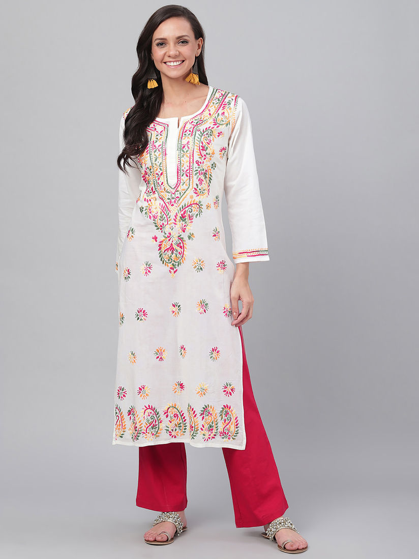 Hand embroidered kurtis online clearance