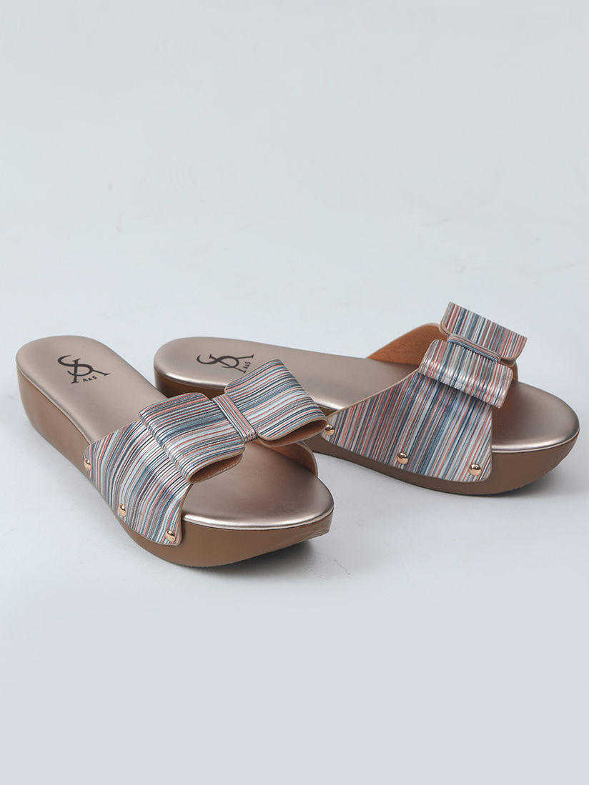 silver bow flip flops