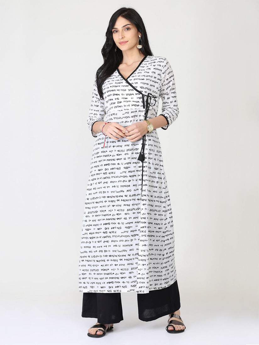 white angrakha dress