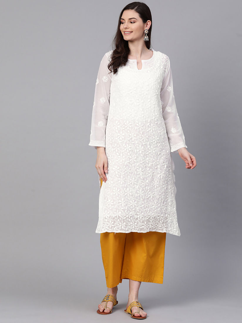 Georgette chikankari kurti online clearance