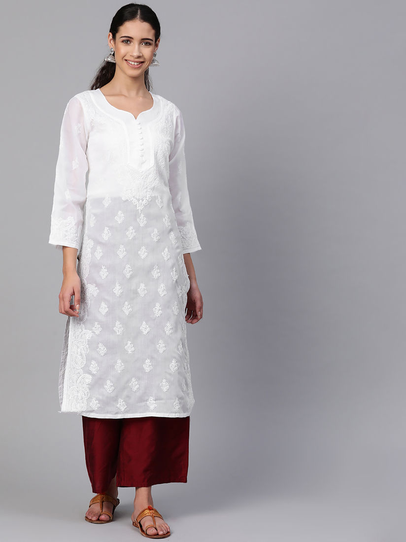 Ada Kurtis Kurtas And Tunics Buy Ada White Lucknowi Chikankari Cotton Kurta Online Nykaa Fashion You can shop for the best quality of white kurti with price with us and get. ada white lucknowi chikankari cotton kurta