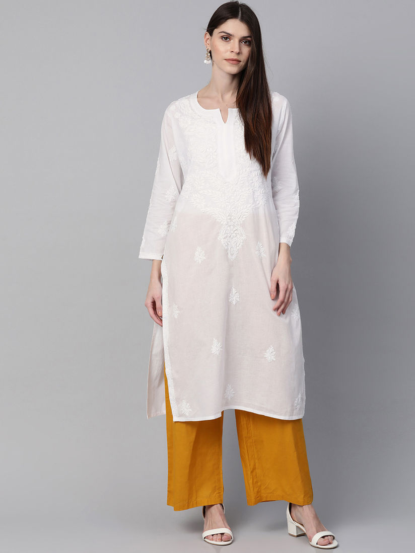 Ada Kurtis Kurtas And Tunics Buy Ada Women Embroidered White Cotton Lucknow Chikan Kurta Online Nykaa Fashion Black and white two colours knitted leggings, christmas gift, gift for her, black and white, leggings for women, unique gifts. ada women embroidered white cotton lucknow chikan kurta