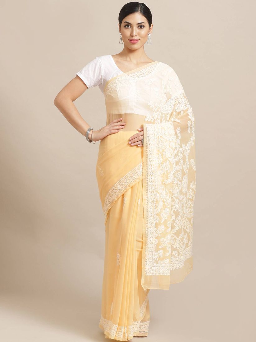 Ada Sarees Buy Ada Embroidered Beige Georgette Lucknow Chikan Saree With Unstitched Blouse Online Nykaa Fashion Buy sarees online, we accept cash on delhivery service, credit / debit card guaranteed low prices! ada embroidered beige georgette lucknow chikan saree with unstitched blouse