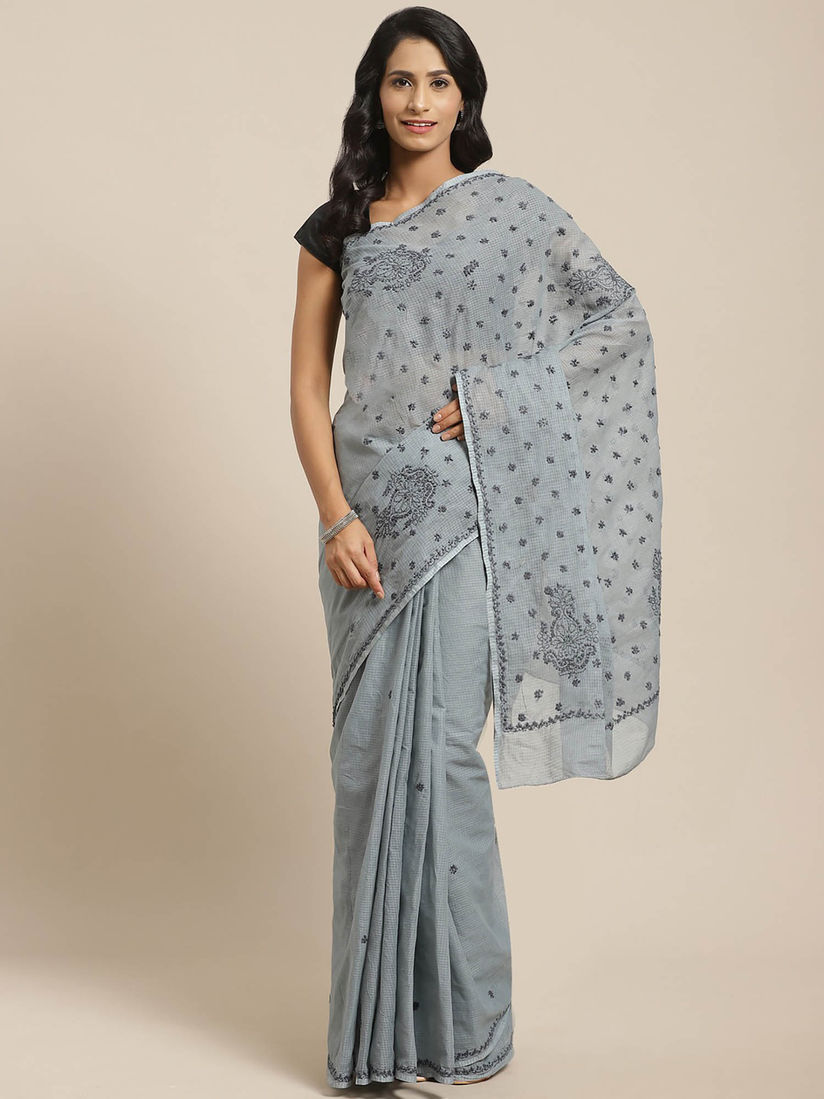 Ada Sarees Buy Ada Kota Grey Lucknow Embroidered Chikan Saree With Unstitched Blouse Online Nykaa Fashion Chikan kurti comes on georgette and cotton with mukaish add ons. ada kota grey lucknow embroidered chikan saree with unstitched blouse