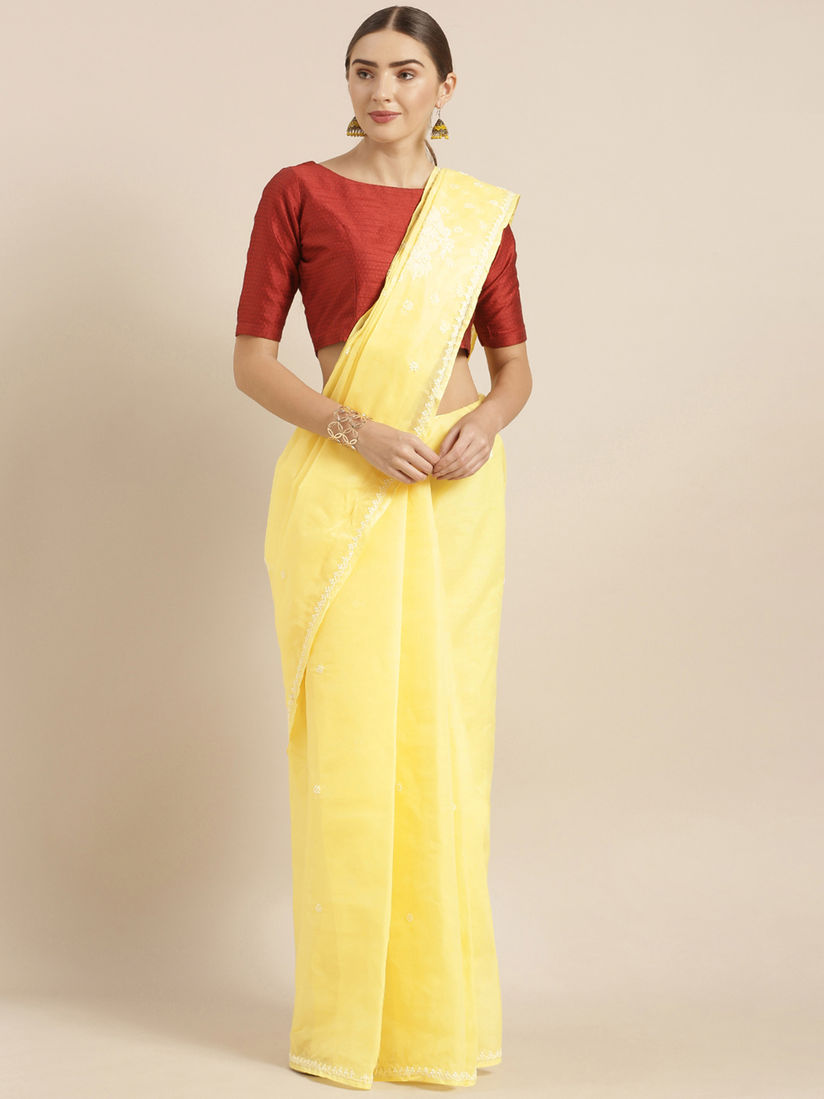 Ada Sarees Buy Ada Yellow Cotton Lucknow Chikan Saree With Blouse Piece Online Nykaa Fashion #foryou #fyp #fashion #traditional #tiktokfashion #priyasarees #trending #chikankari #foryoupage. ada yellow cotton lucknow chikan saree with blouse piece