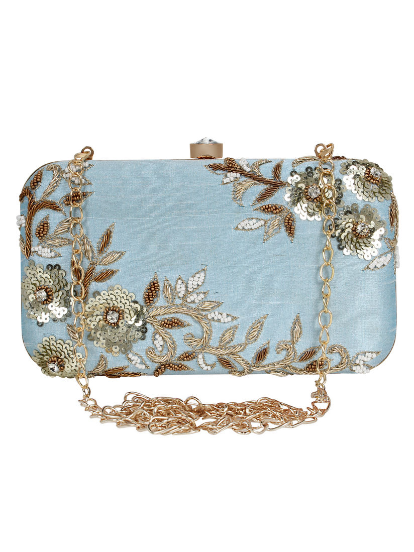 blue and gold clutch