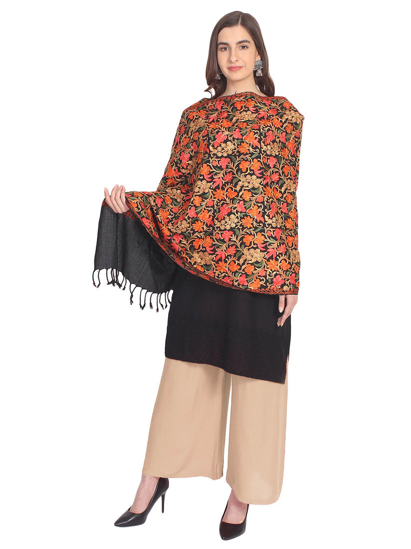 Anekaant Shawls Buy Anekaant Black Floral Shawl Online Nykaa Fashion