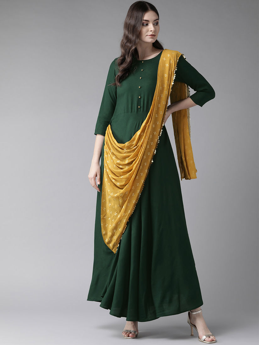 green dress with dupatta