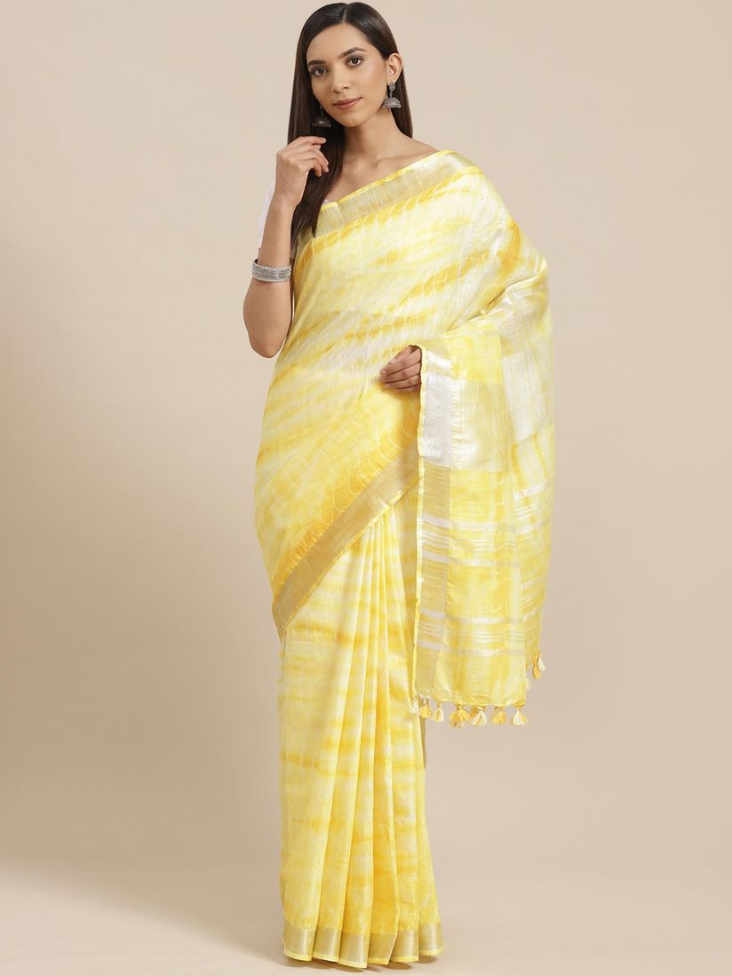 yellow patterned blouse