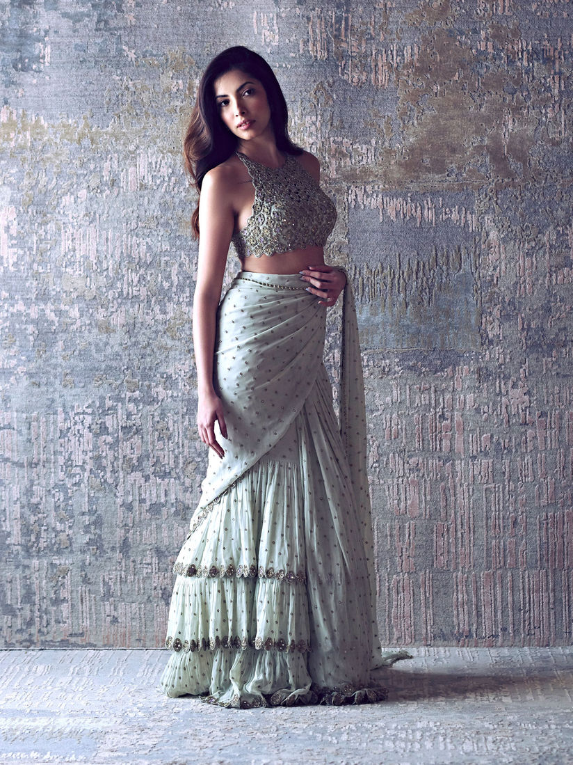 Arpita Mehta Sarees Buy Arpita Mehta Ivory Motto Ruffle Embroidered Saree With Stitched Butti Blouse Online Nykaa Fashion Madhuri dixit in arpita mehta's royal blue tiered ruffle saree! arpita mehta ivory motto ruffle embroidered saree with stitched butti blouse