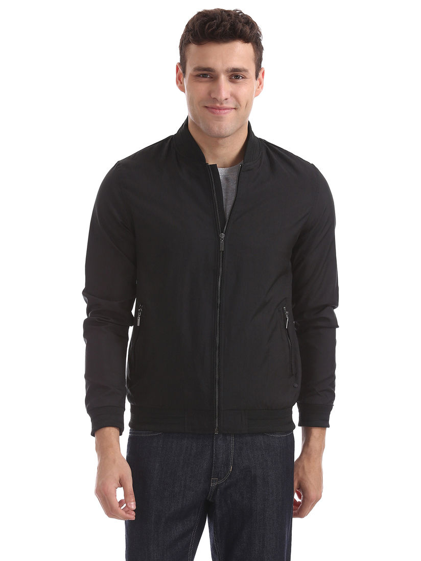 black solid bomber jacket