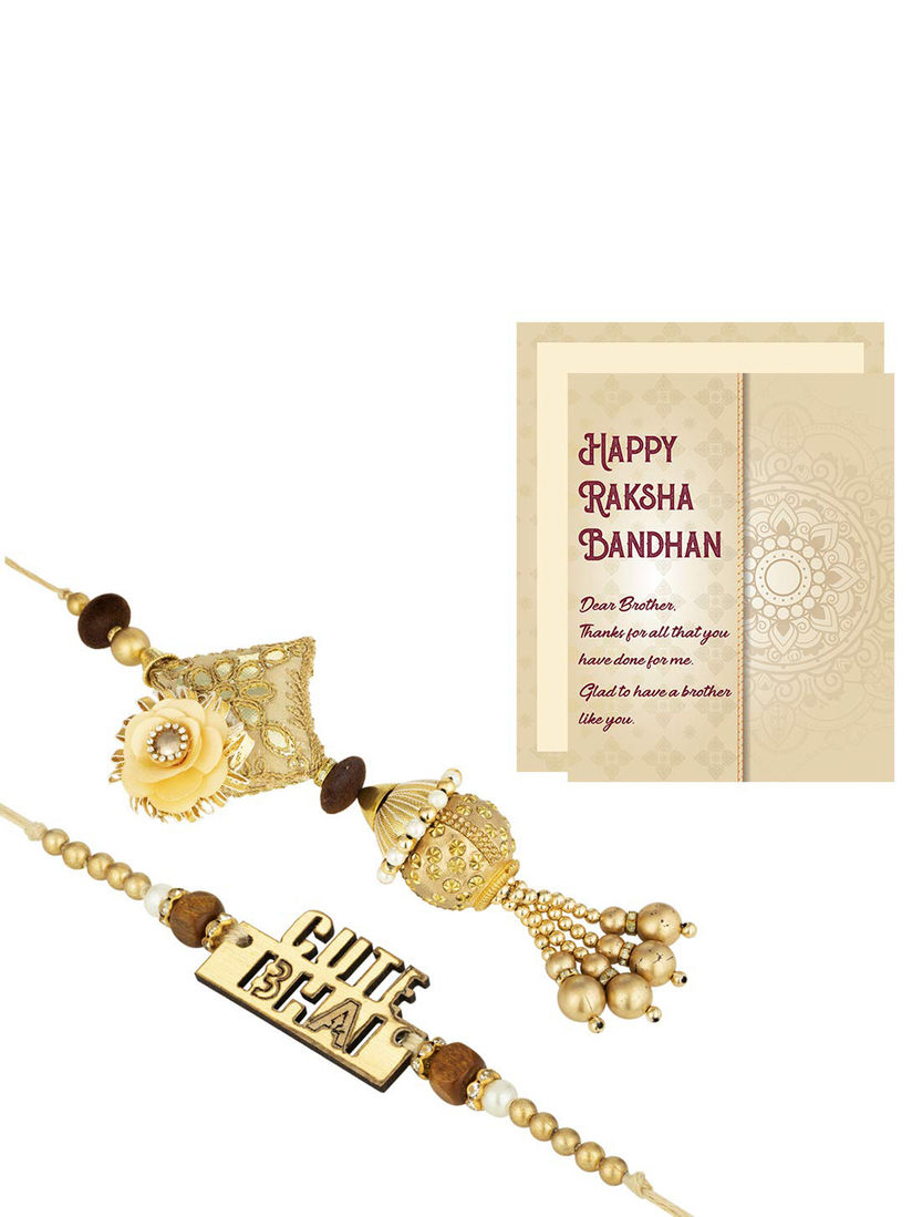 Peora Rakhi Buy Peora Aheli Traditional Ad Golden Ball Bhaiya Bhabhi Rakhi With Rakshabandhan Greeting Card Online Nykaa Fashion Happy raksha bandhan/rakhi messages for bhaiya and bhabhi.