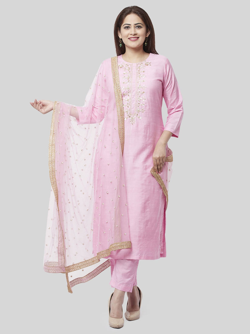 Anokherang Salwar Suits And Sets Buy Anokherang Pink Kurti With Straight Pant And Net Dupatta Set Of 3 Online Nykaa Fashion Punjabi suits are indian traditional wear for woman which makes it certainly the preferred choice for indian woman for their daily and occasional wear. anokherang pink kurti with straight pant and net dupatta set of 3