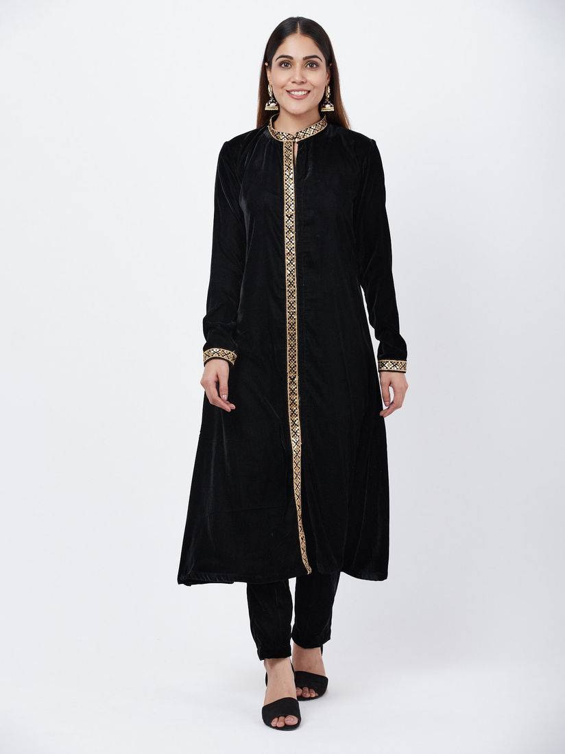 Black velvet kurti Clearance