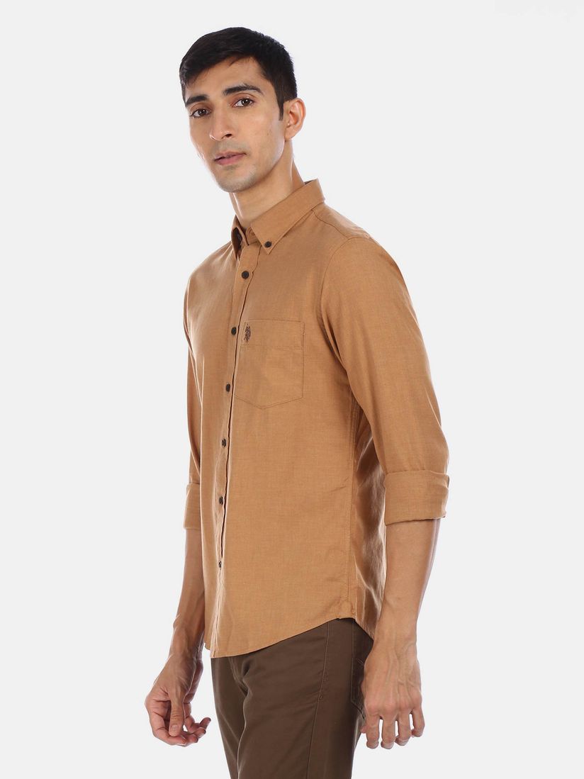 brown polo button down