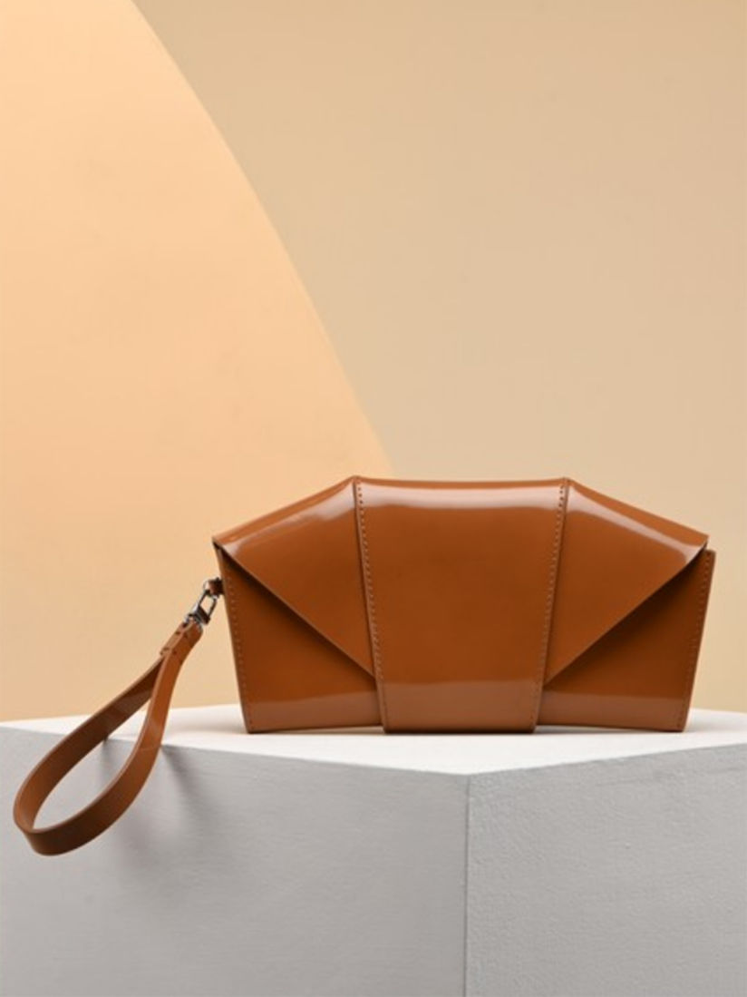 tan evening clutch