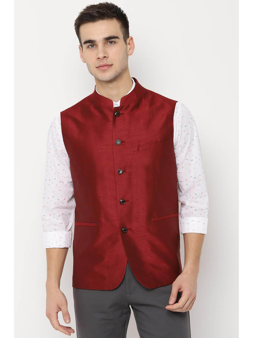 red nehru jacket