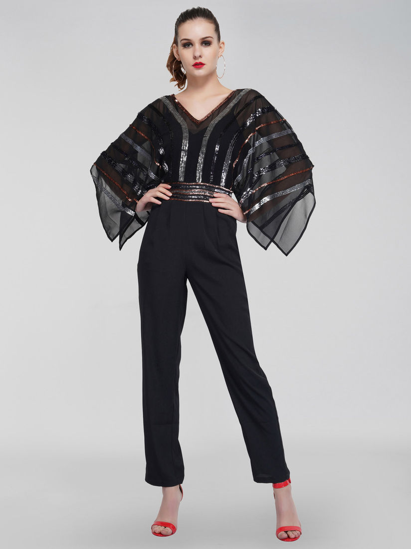 black jumpsuit rainbow