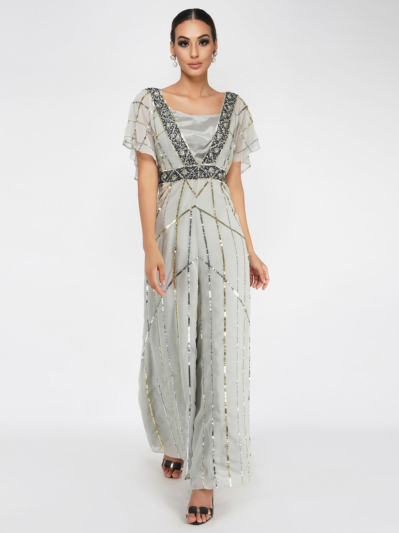 grey glitter jumpsuit