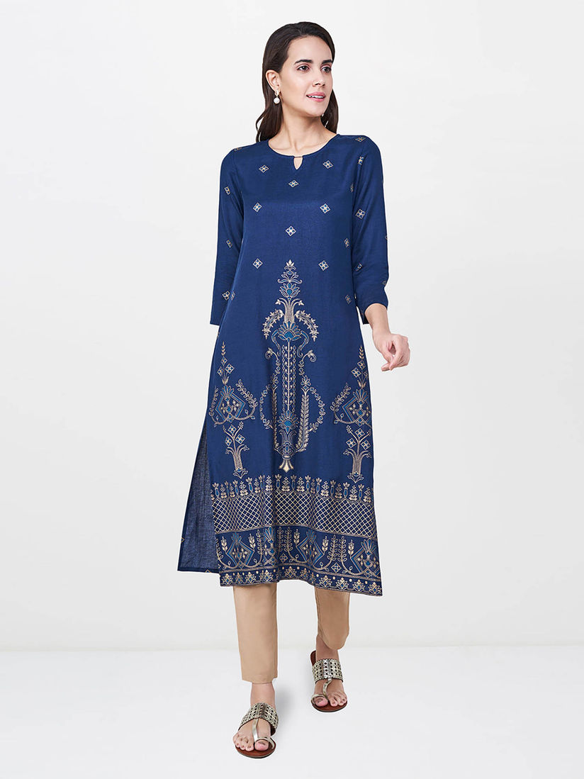 Global desi blue kurta Clearance
