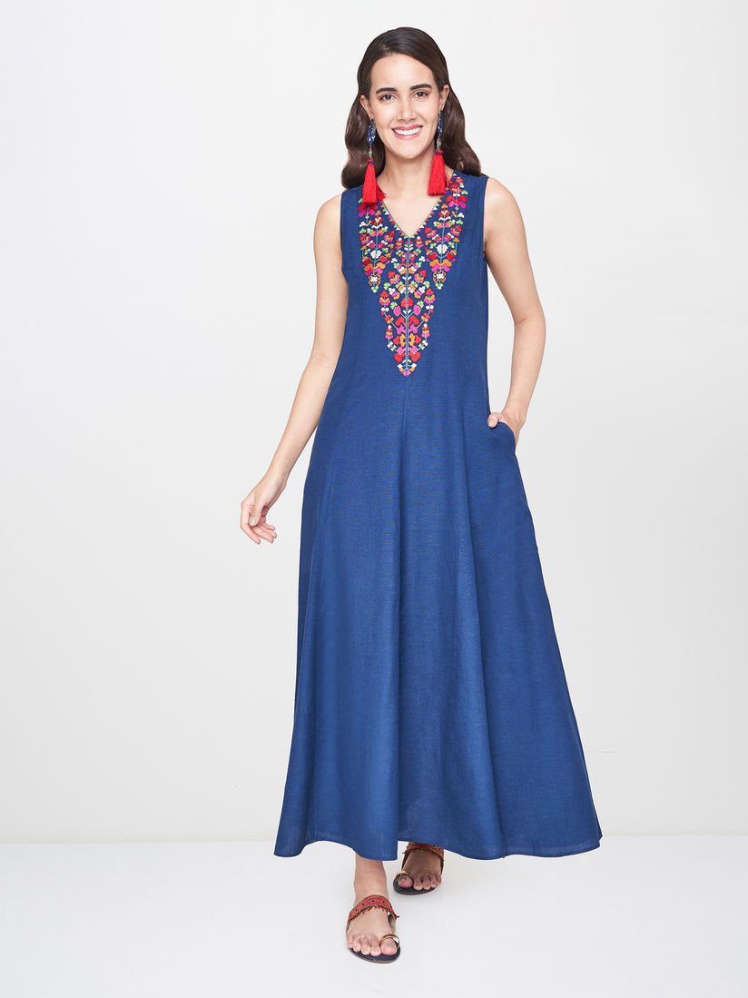 global desi blue maxi dress
