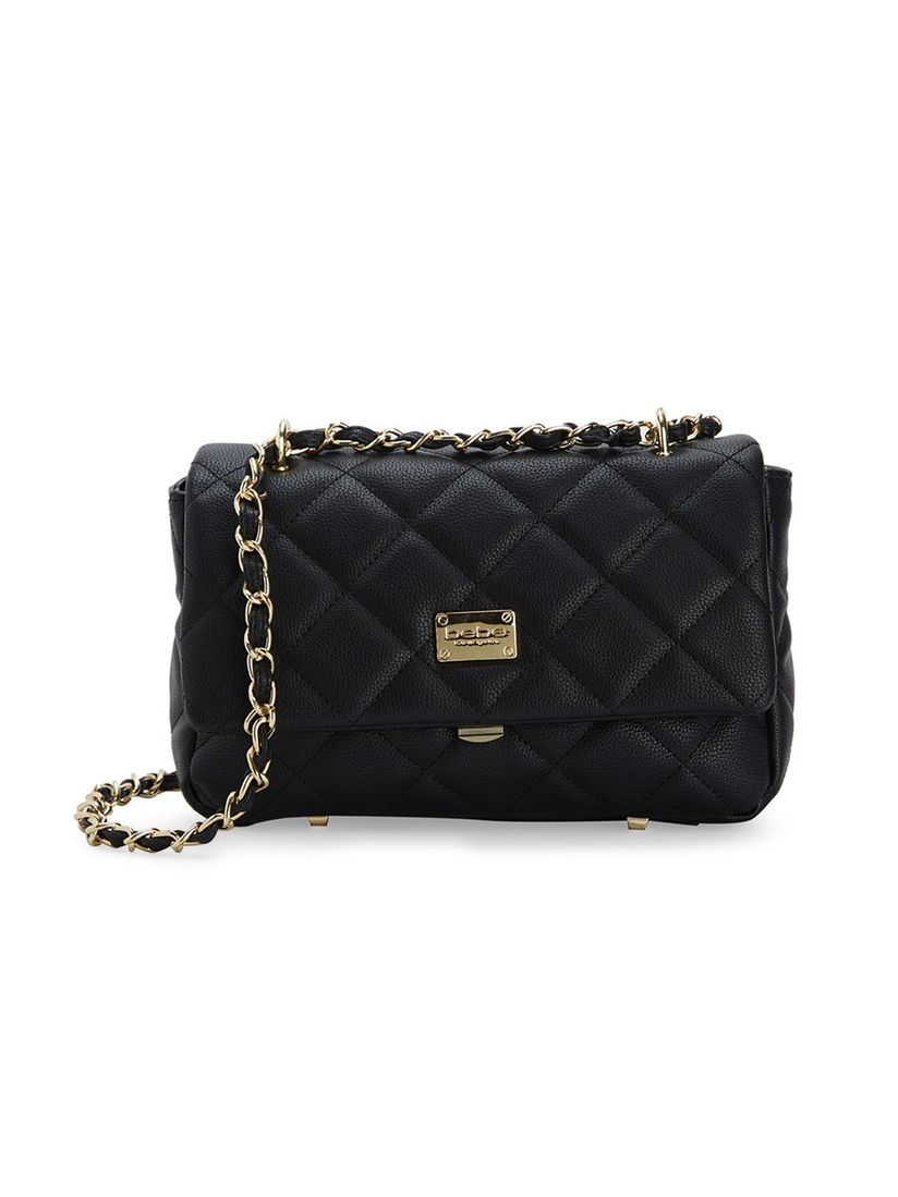 Bebe Sling And Cross Bags Buy Bebe Black Quilted Metal Plate Small Bag Online Nykaa Fashion