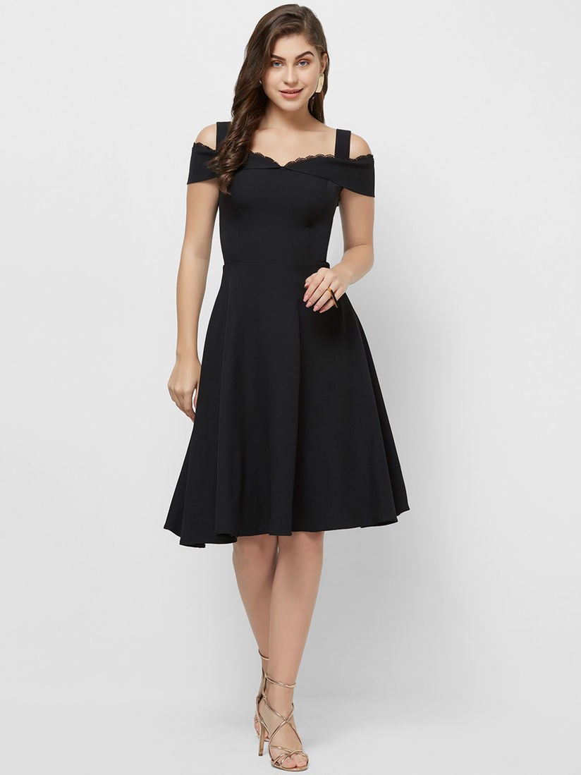 cold shoulder black dress