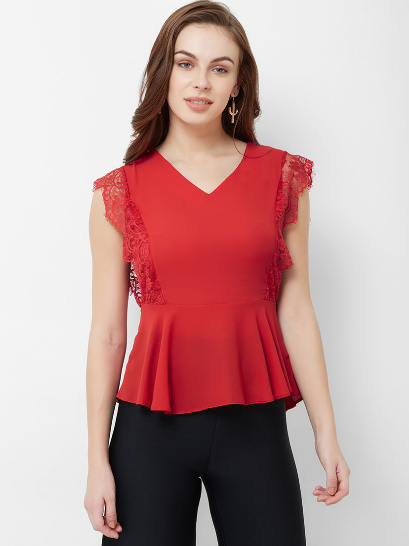 red peplum top
