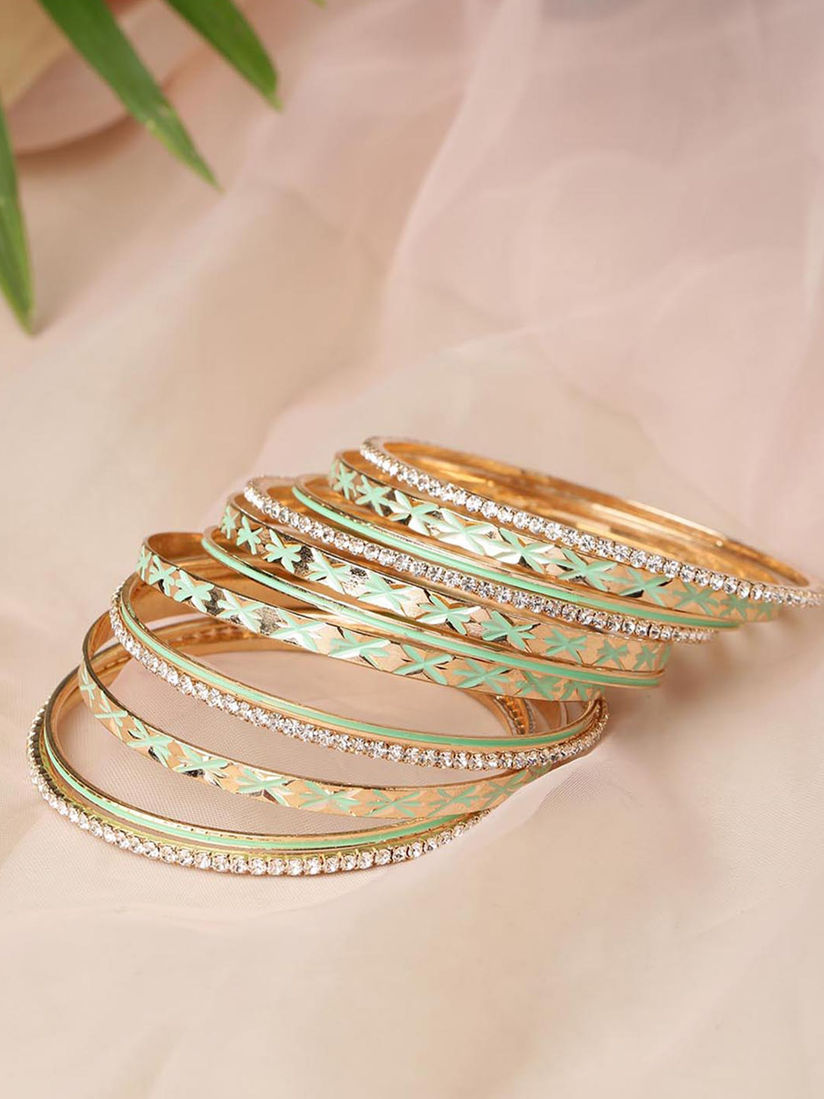 Earrings,Bracelet and Pendent Set Hand Painted Turquoise Gold and White with Brass