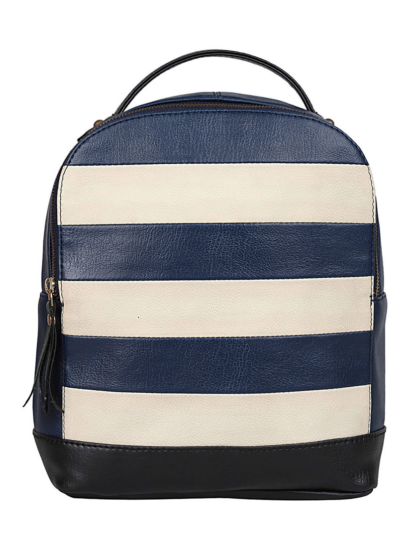 blue striped backpack