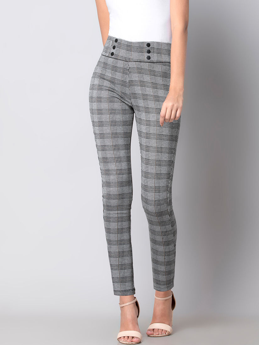 Grey checked leggings Clearance
