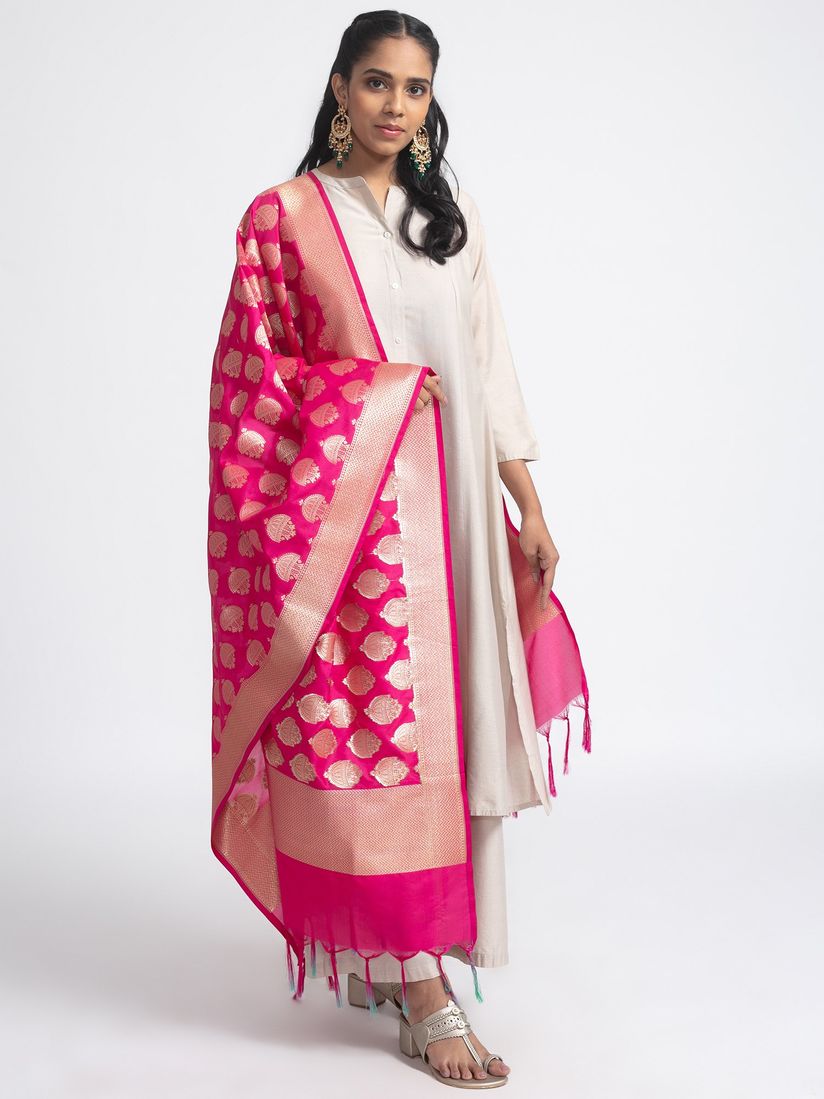 Pink banarasi dupatta online clearance
