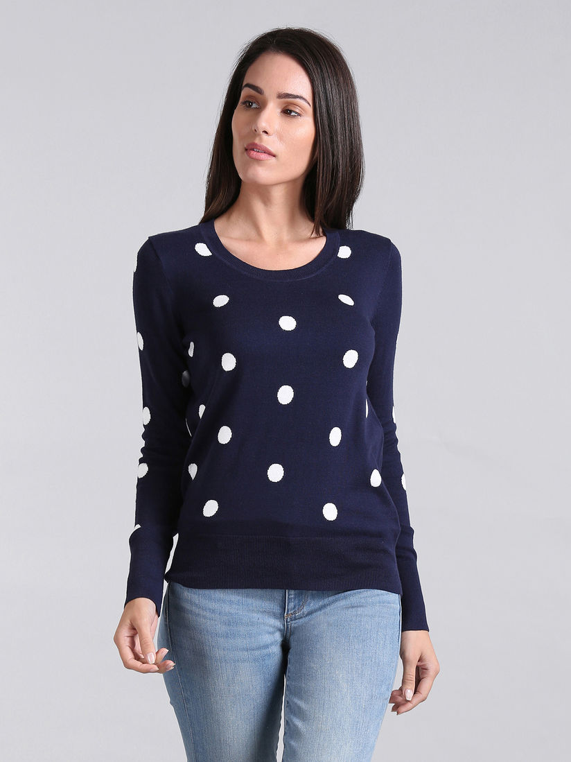 Gap Cardigans Sweaters Buy Gap Navy Blue Polka Dots Cardigan Online Nykaa Fashion