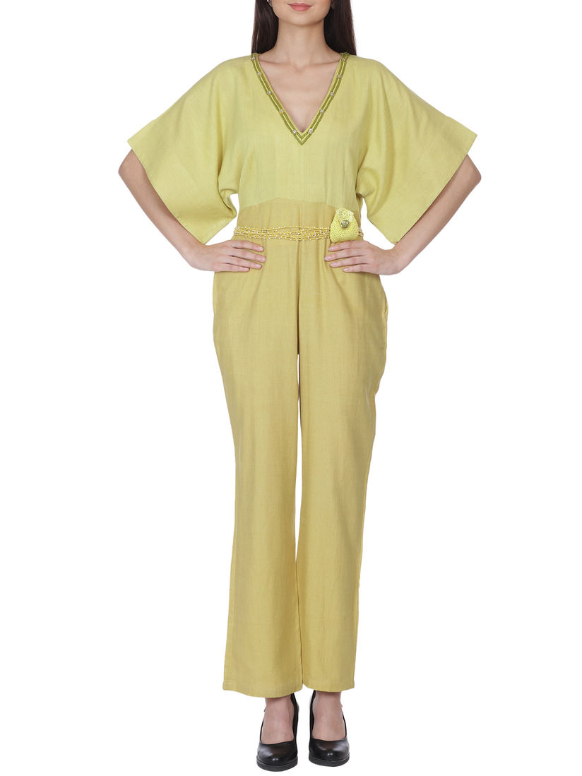 yellow cotton jumpsuit