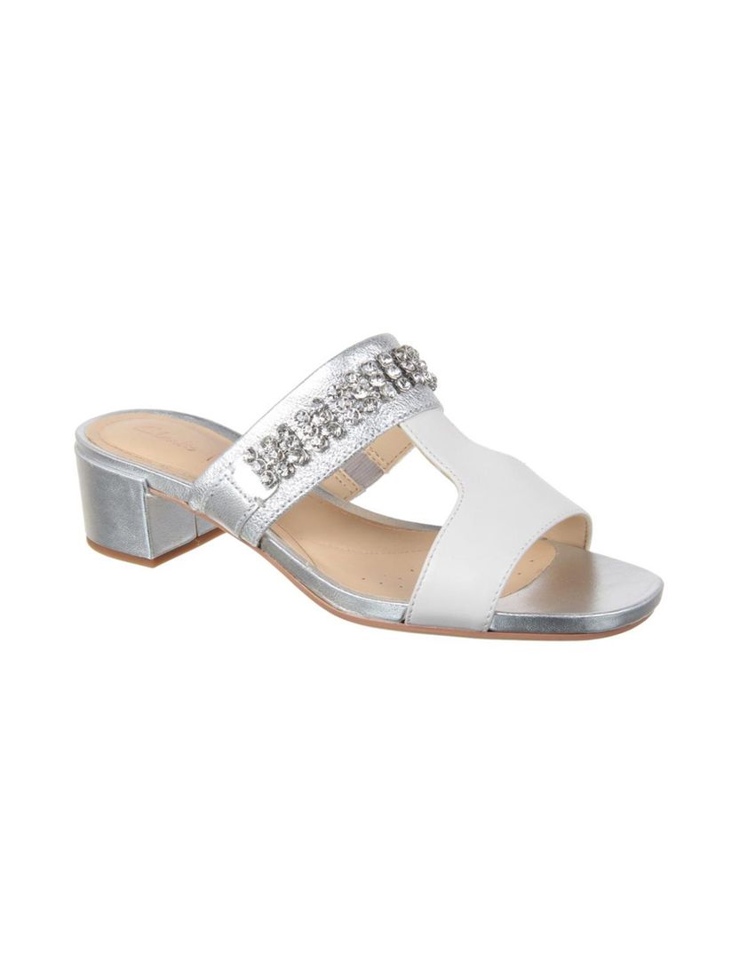 clarks heels silver