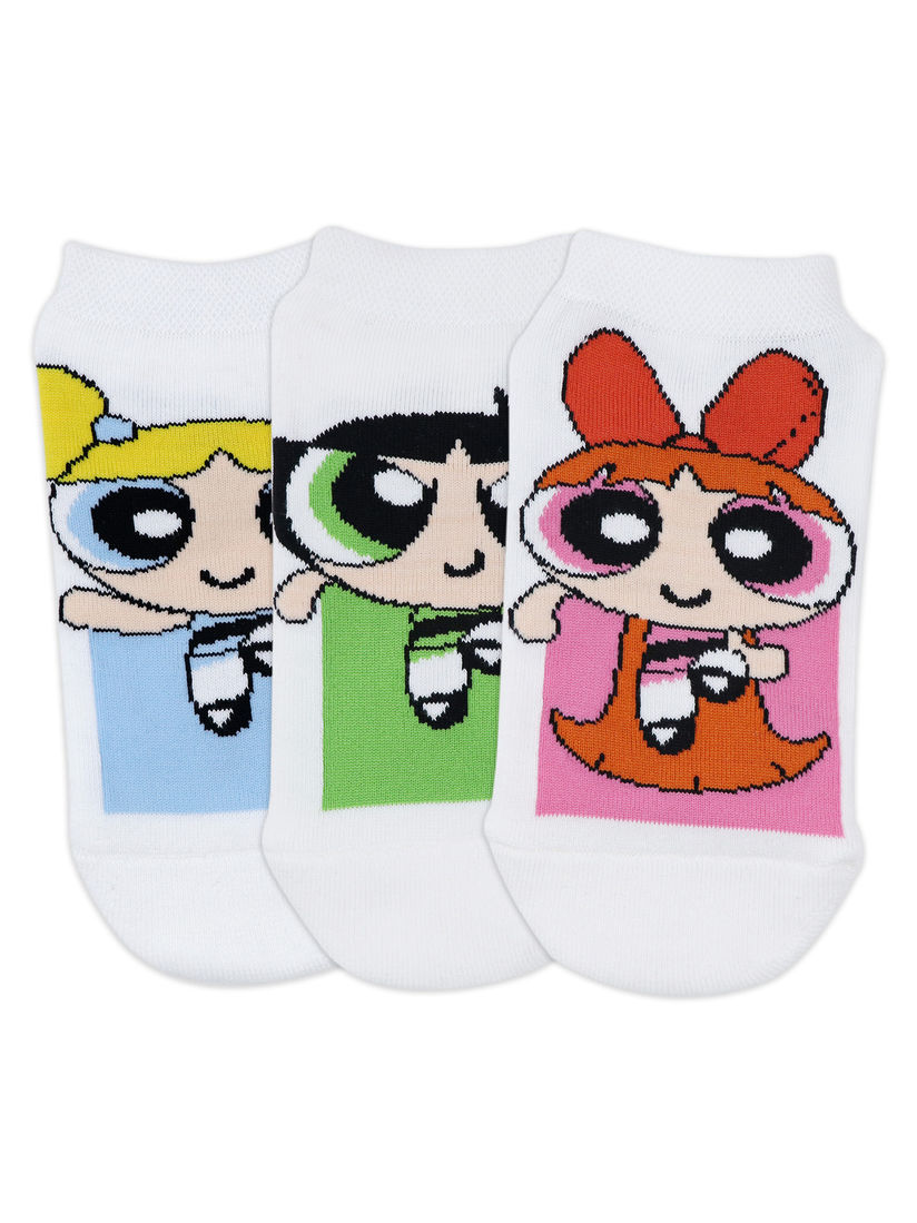 Balenzia Lingerie Balenzia X Cartoon Network Powerpuff Girls Low Cut Socks Pack Of 3 Multi Color Free Size Online Nykaa Fashion