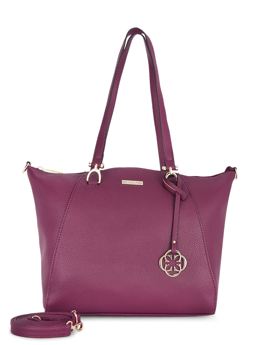 burgundy tote bag